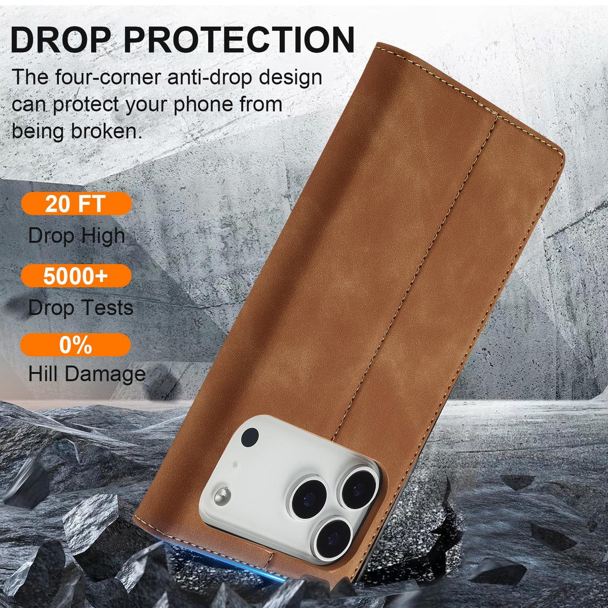 Compatible with iPhone 18 Pro & 17 Pro LC.IMEEKE Strong Magnetism Microfiber Leather Phone Case - Brown