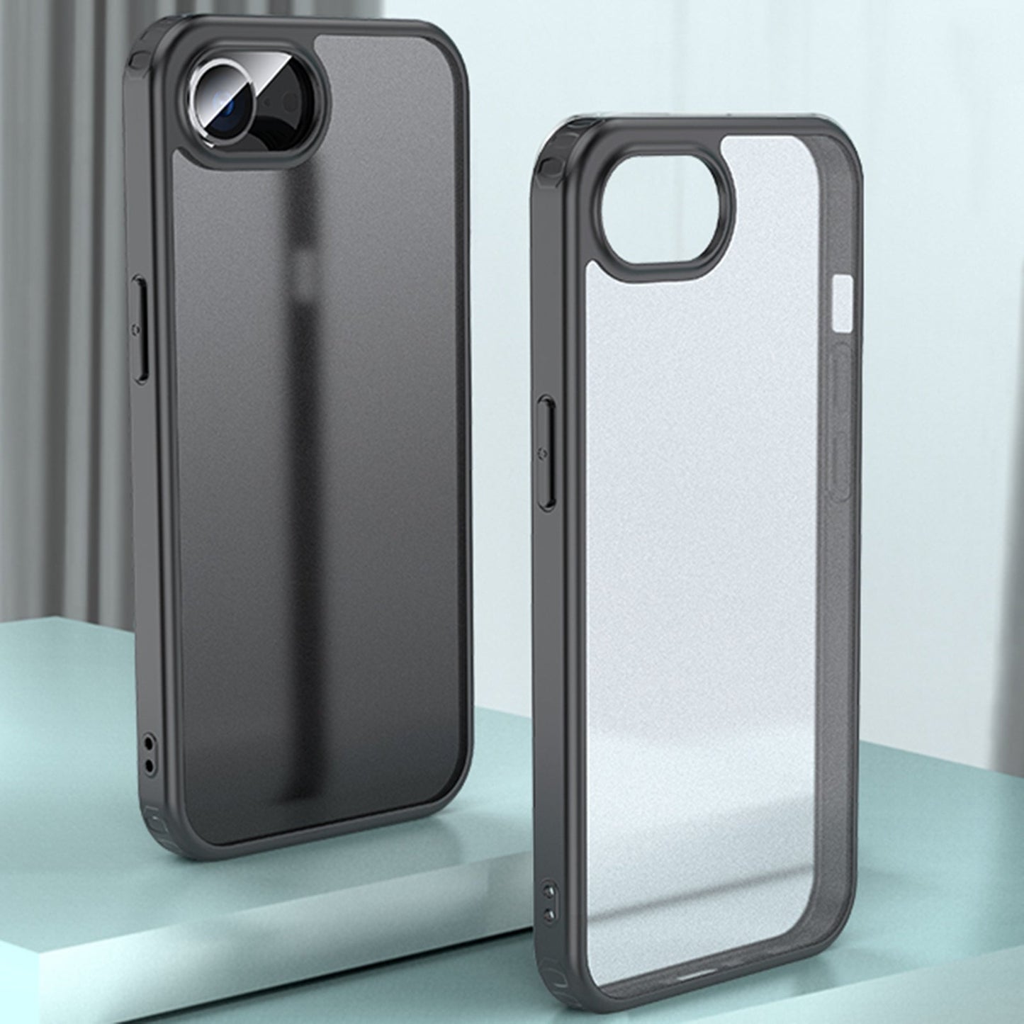 For iPhone 16e Armor Clear TPU Hard PC Phone Case(Matte Black)