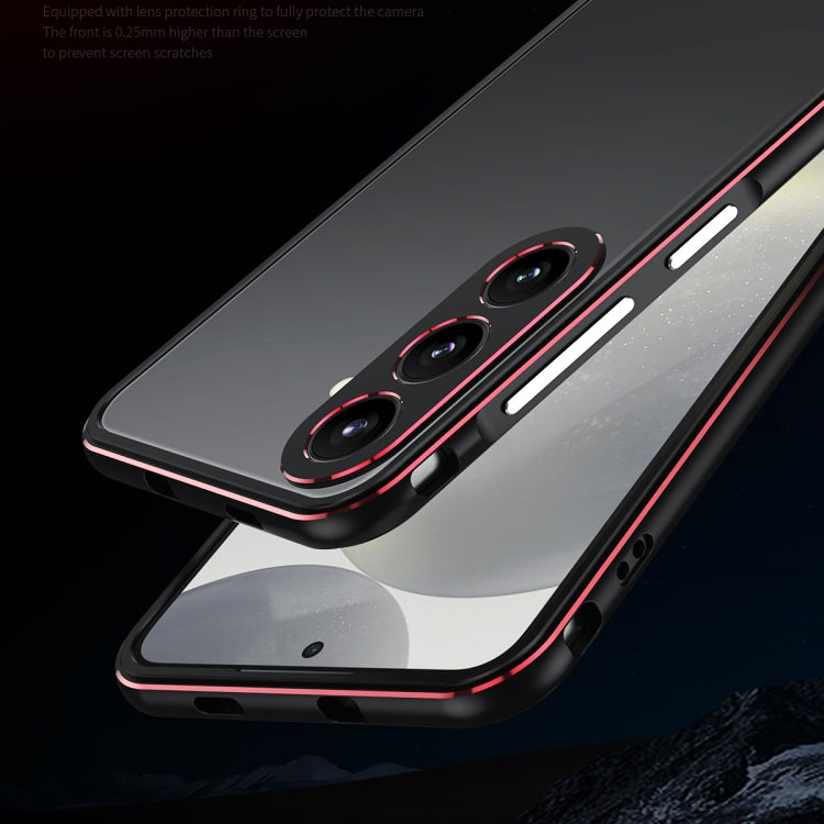 For Samsung Galaxy S24 5G Aurora Series Lens Protector + Metal Frame Phone Case(Black Blue)