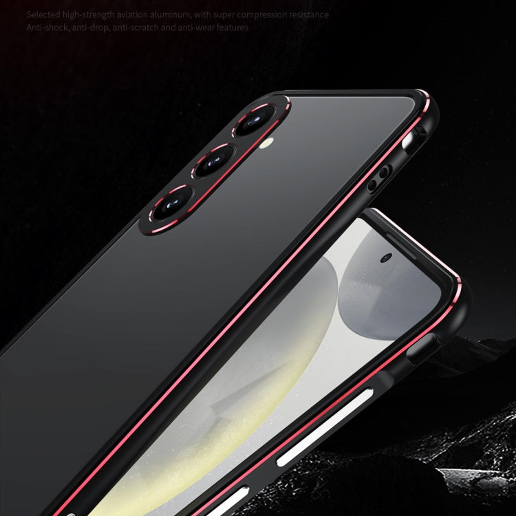 For Samsung Galaxy S24 5G Aurora Series Lens Protector + Metal Frame Phone Case(Black Blue)