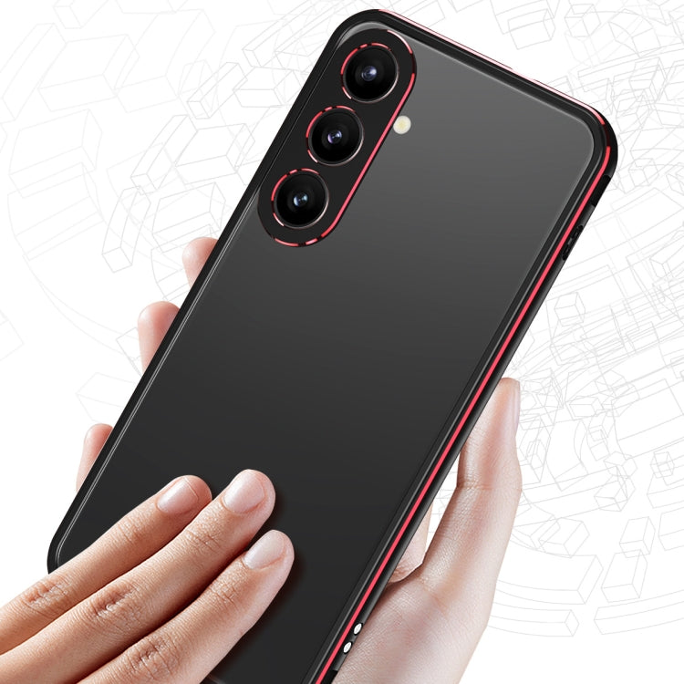 For Samsung Galaxy S24 5G Aurora Series Lens Protector + Metal Frame Phone Case(Black Blue)