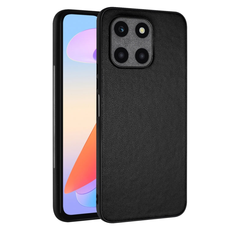 For Honor X6a Global R20 Leather Pattern Phone Single Case(Black)