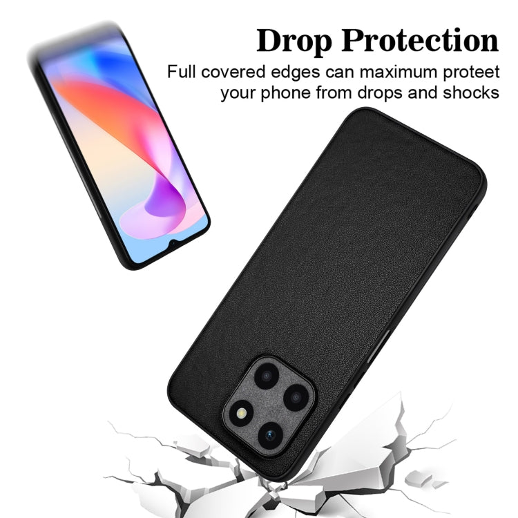 For Honor X6a Global R20 Leather Pattern Phone Single Case(Black)