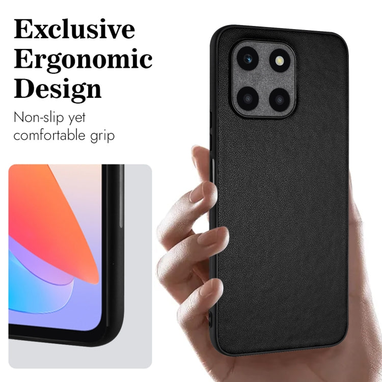 For Honor X6a Global R20 Leather Pattern Phone Single Case(Black)