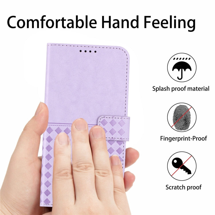 For Samsung Galaxy S24 5G Woven Embossed RFID Blocking Leather Phone Case(Purple)