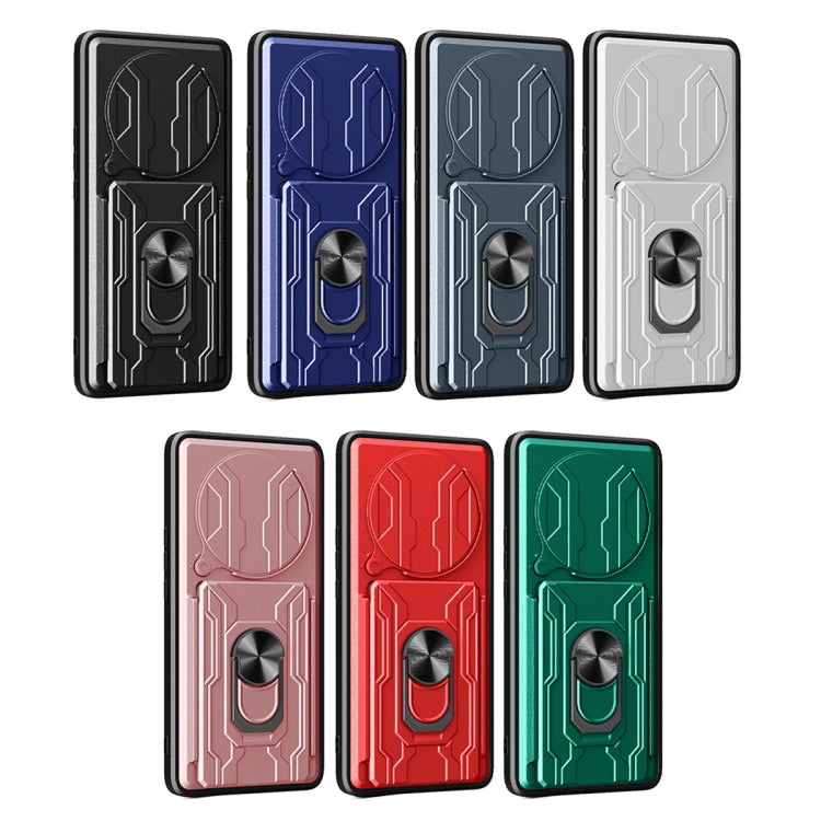 For Honor X9b Sliding Camshield TPU+PC Phone Case with Card Slot(Red)