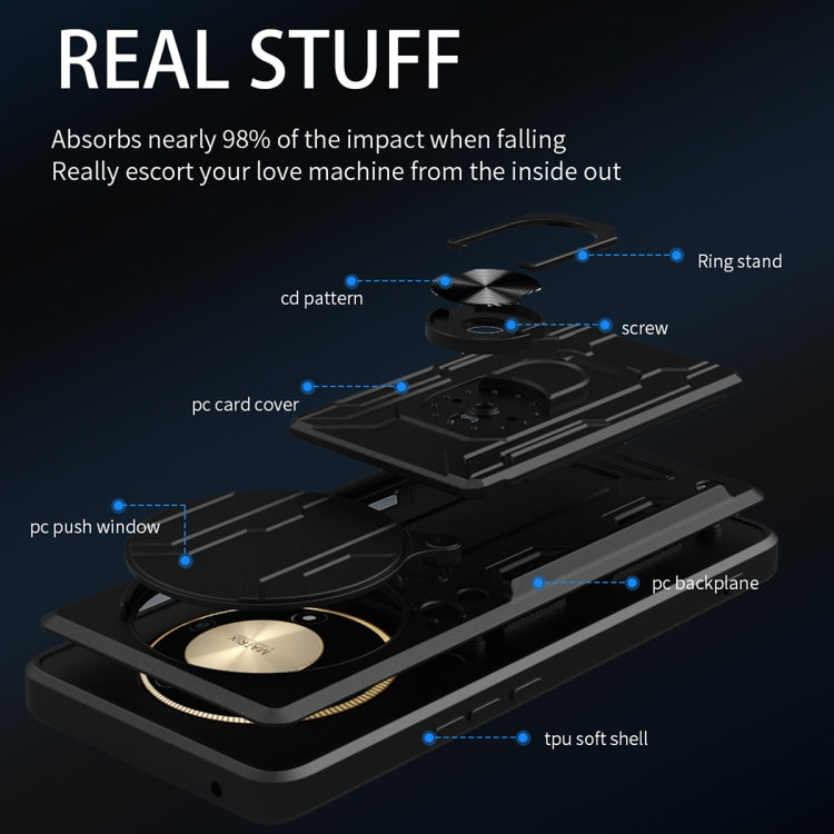 For Honor X9b Sliding Camshield TPU+PC Phone Case with Card Slot(Red)