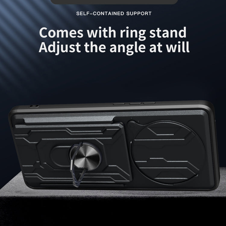 For Honor X9b Sliding Camshield TPU+PC Phone Case with Card Slot(Rose Gold)