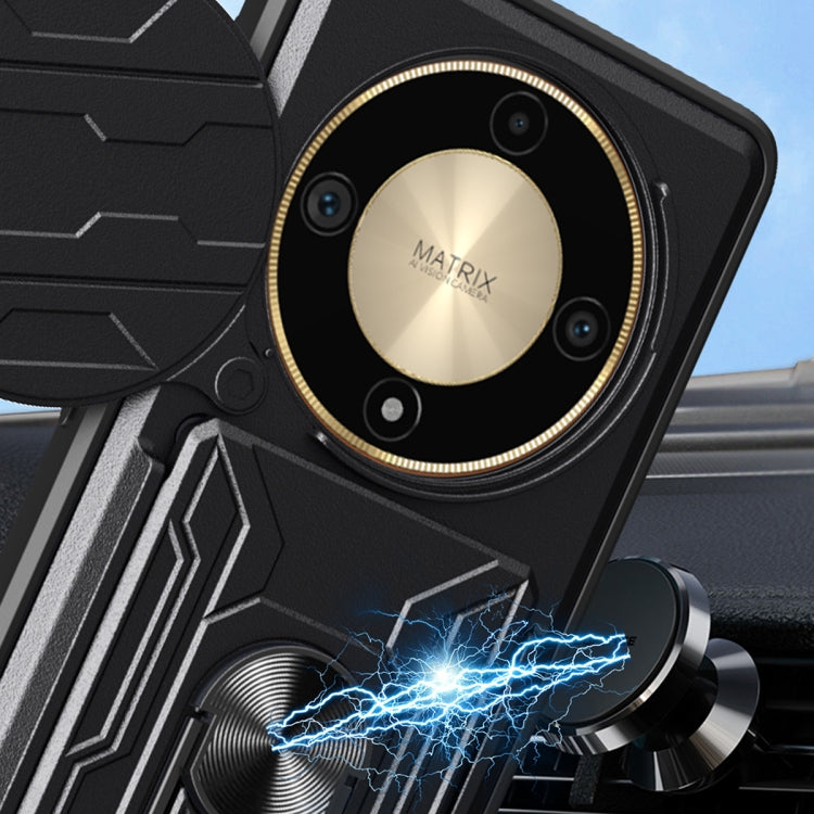 For Honor X9b Sliding Camshield TPU+PC Phone Case with Card Slot(Rose Gold)