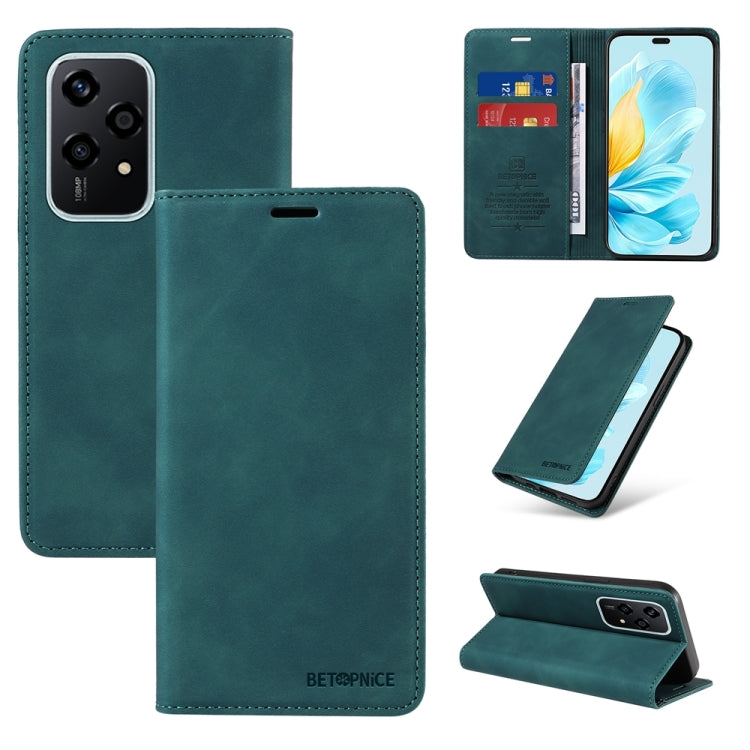 For Honor 200 Lite 5G Global BETOPNICE Suction RFID Anti-theft Leather Phone Case(Green)