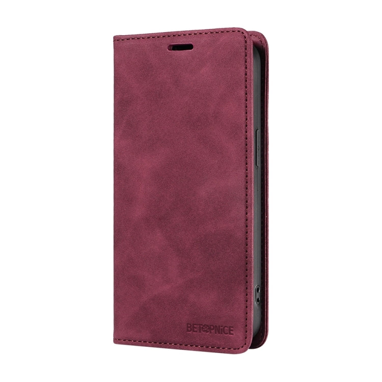 For Honor 200 Lite 5G Global BETOPNICE Suction RFID Anti-theft Leather Phone Case(Wine Red)