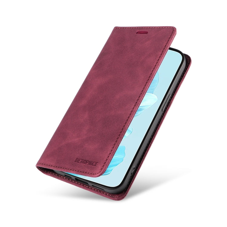 For Honor 200 Lite 5G Global BETOPNICE Suction RFID Anti-theft Leather Phone Case(Wine Red)