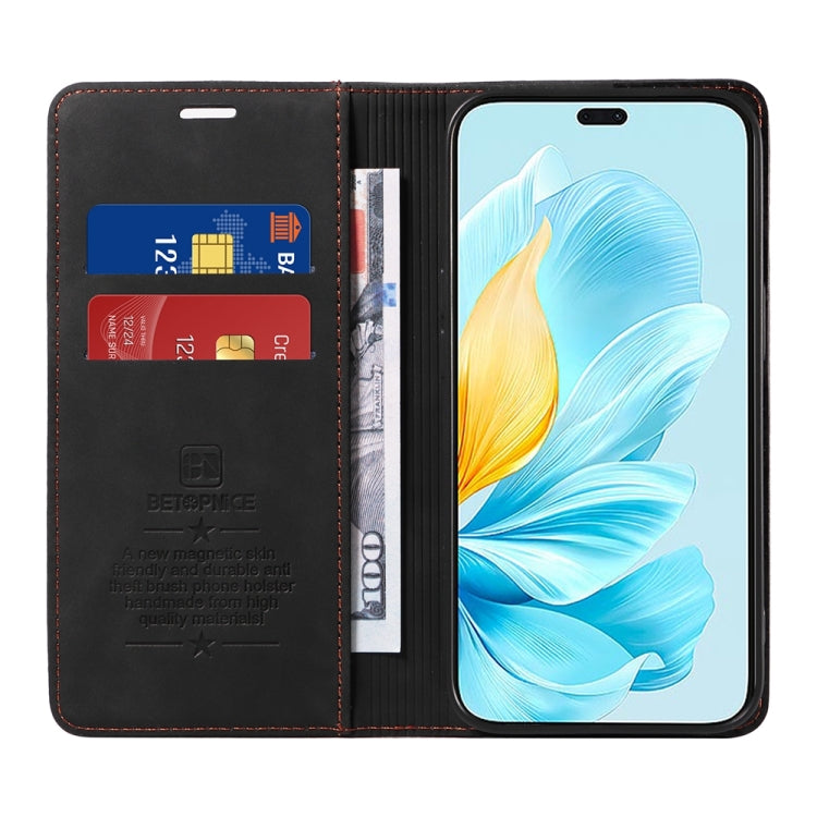 For Honor 200 Lite 5G Global BETOPNICE Suction RFID Anti-theft Leather Phone Case(Black)
