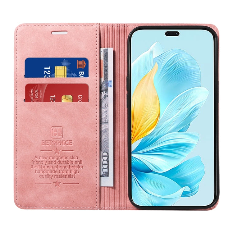 For Honor 200 Lite 5G Global BETOPNICE Suction RFID Anti-theft Leather Phone Case(Pink)