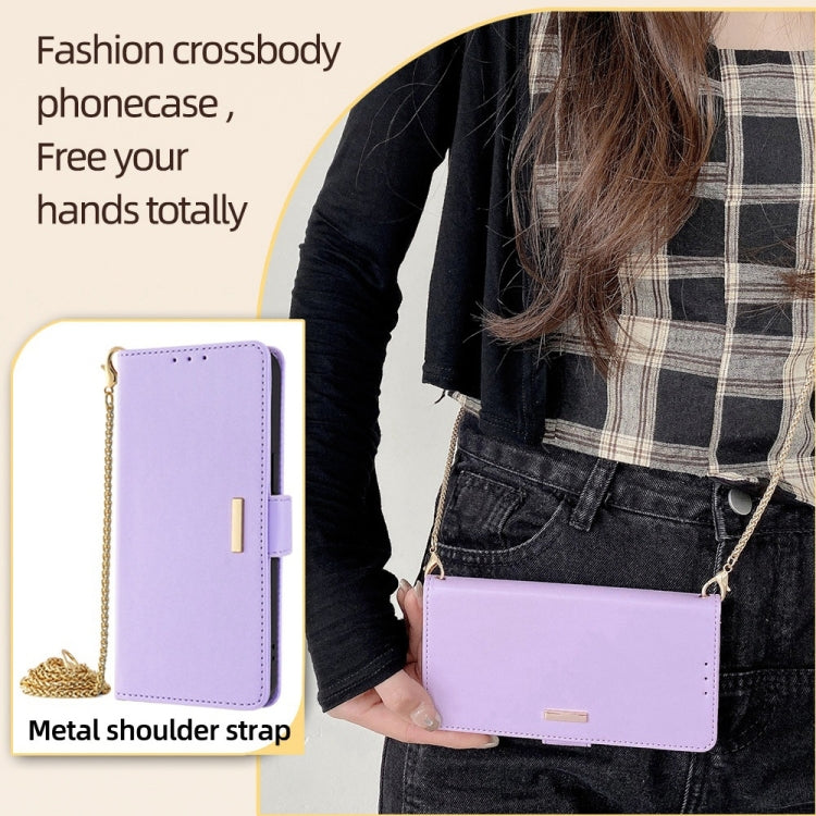 For Honor Magic6 Pro Crossbody Chain Leather Phone Case(Purple)