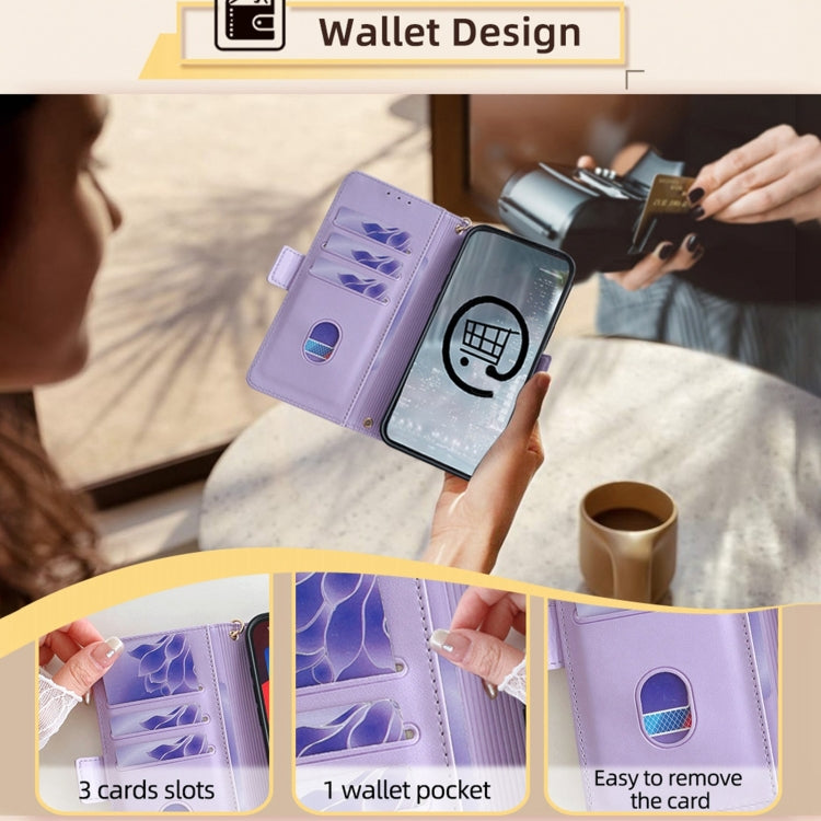 For Honor Magic6 Pro Crossbody Chain Leather Phone Case(Purple)