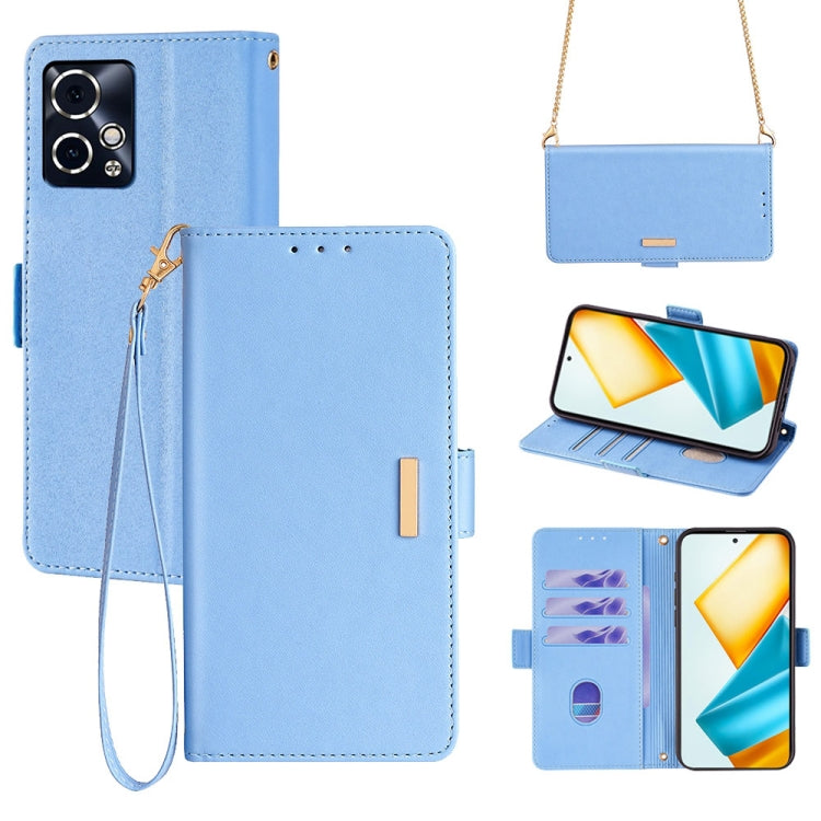For Honor 90 GT Crossbody Chain Leather Phone Case(Blue)
