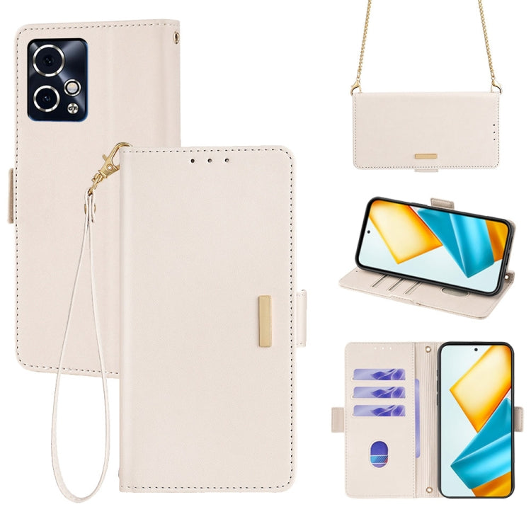 For Honor 90 GT Crossbody Chain Leather Phone Case(White)