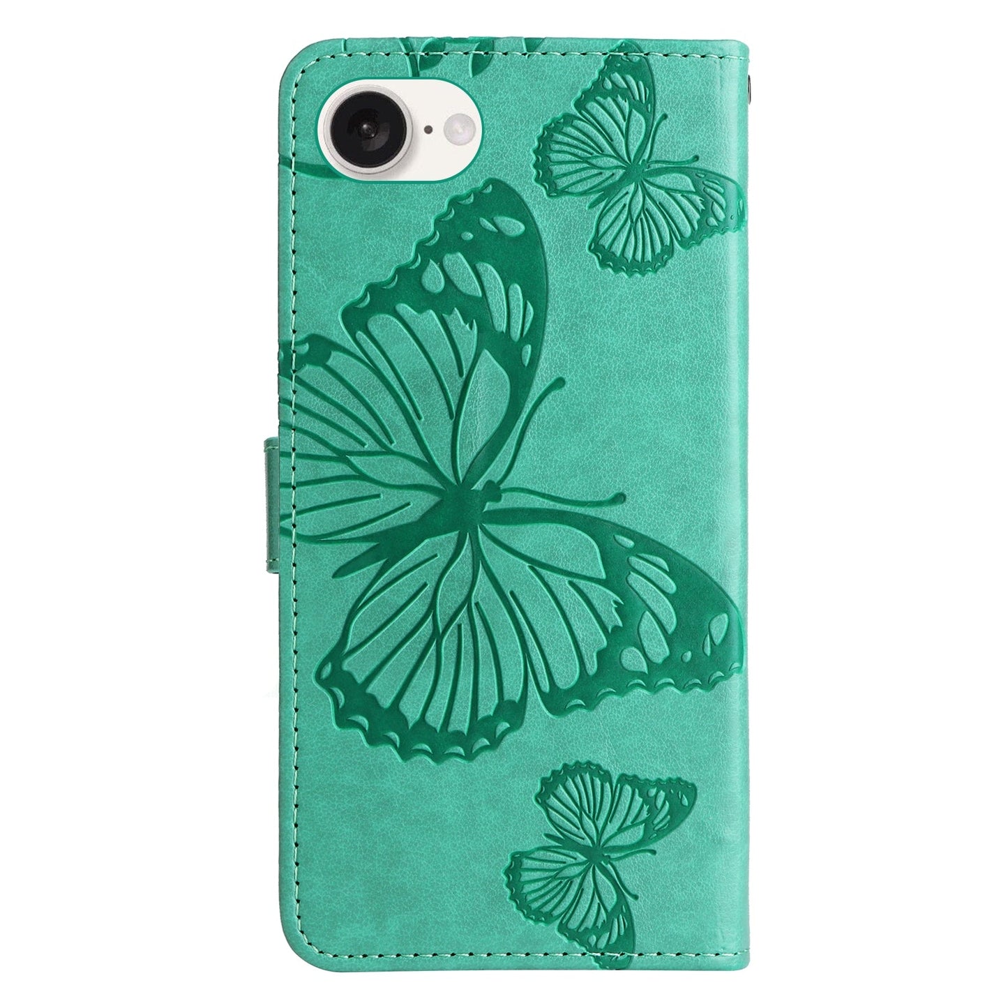 For iPhone 16e 3D Butterfly Embossed Pattern Flip Leather Phone Case(Green)