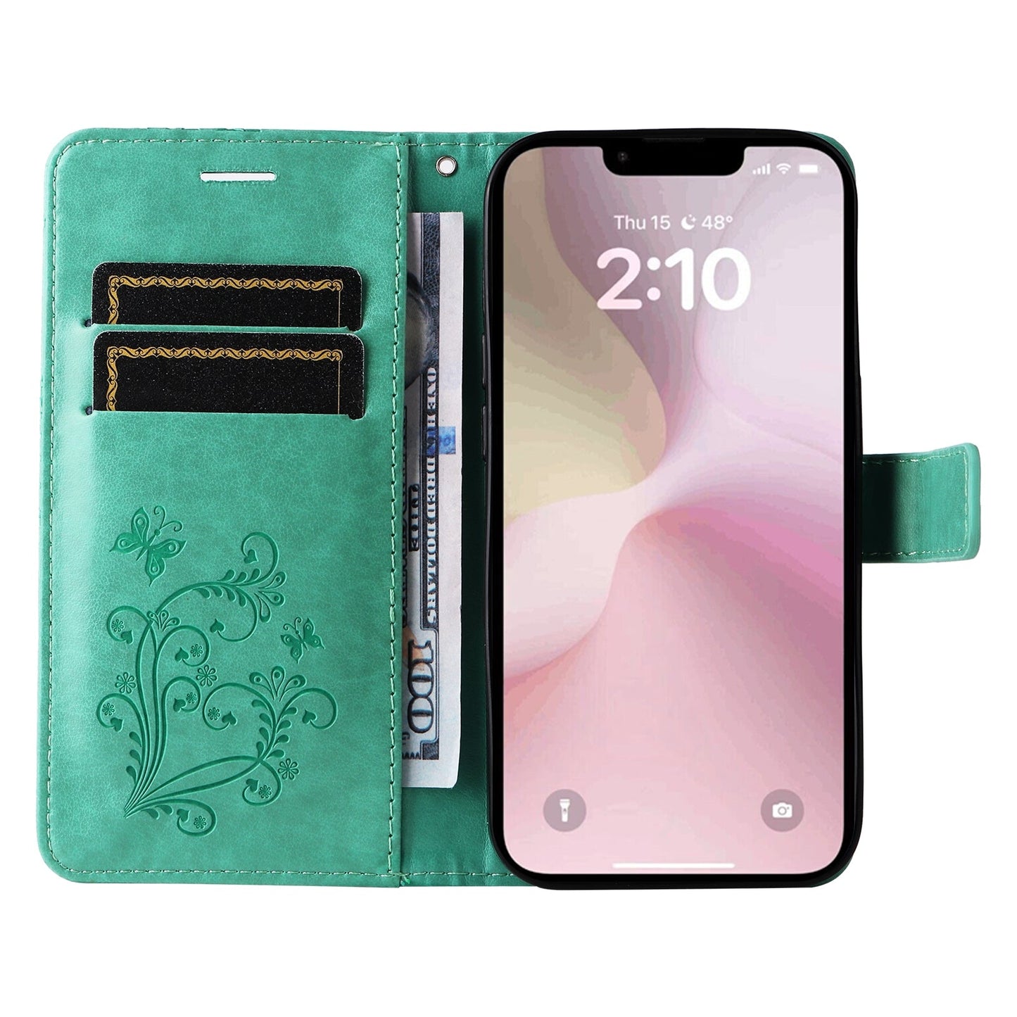 For iPhone 16e 3D Butterfly Embossed Pattern Flip Leather Phone Case(Green)