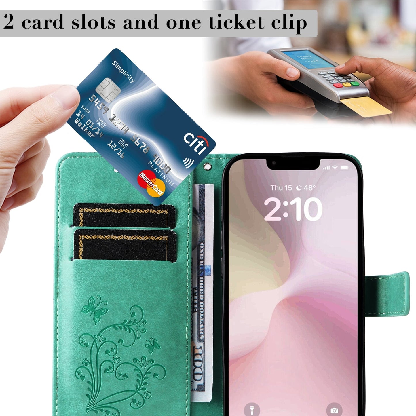 For iPhone 16e 3D Butterfly Embossed Pattern Flip Leather Phone Case(Green)