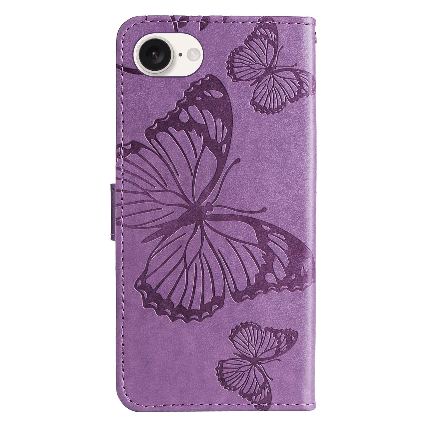 For iPhone 16e 3D Butterfly Embossed Pattern Flip Leather Phone Case(Purple)