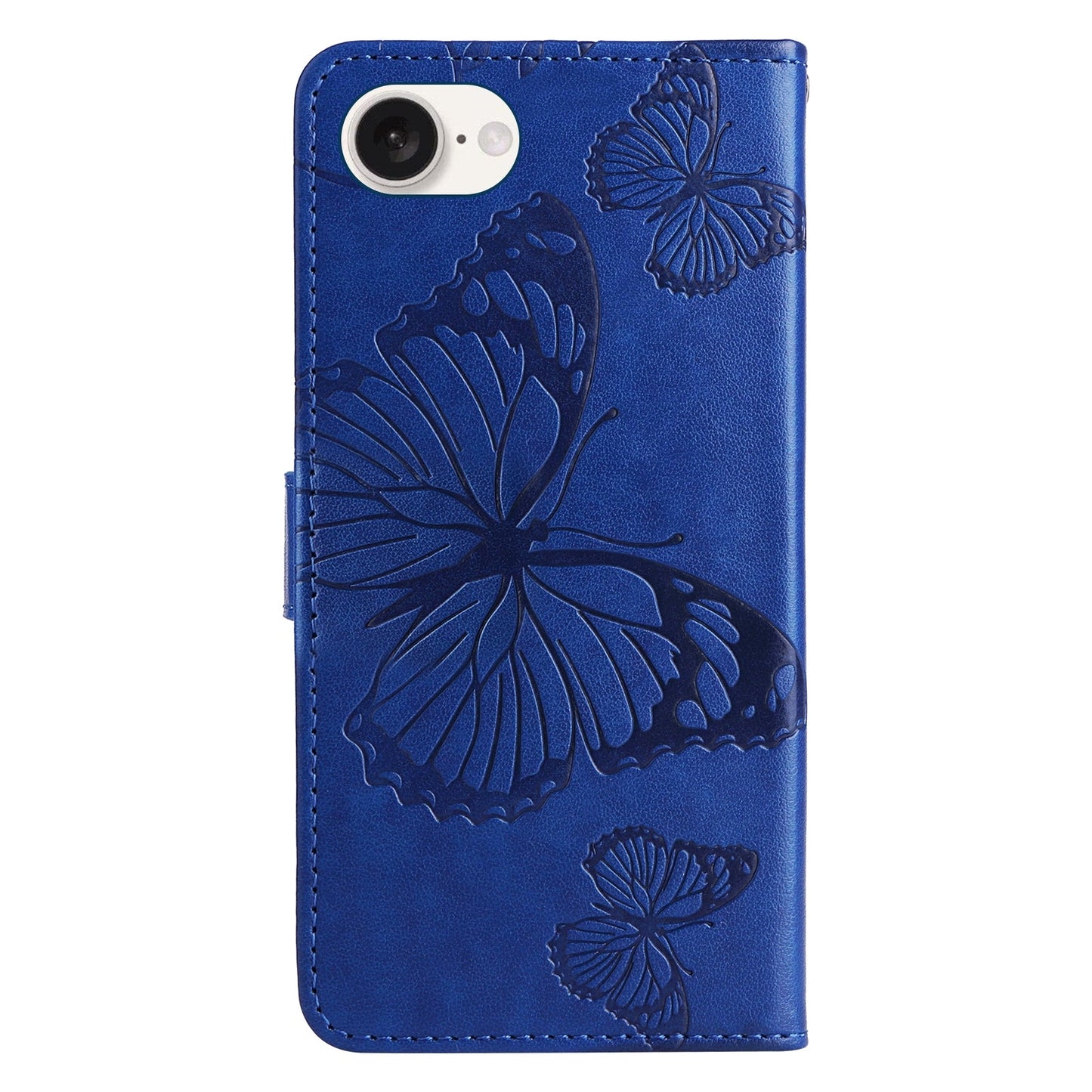 For iPhone 16e 3D Butterfly Embossed Pattern Flip Leather Phone Case(Blue)