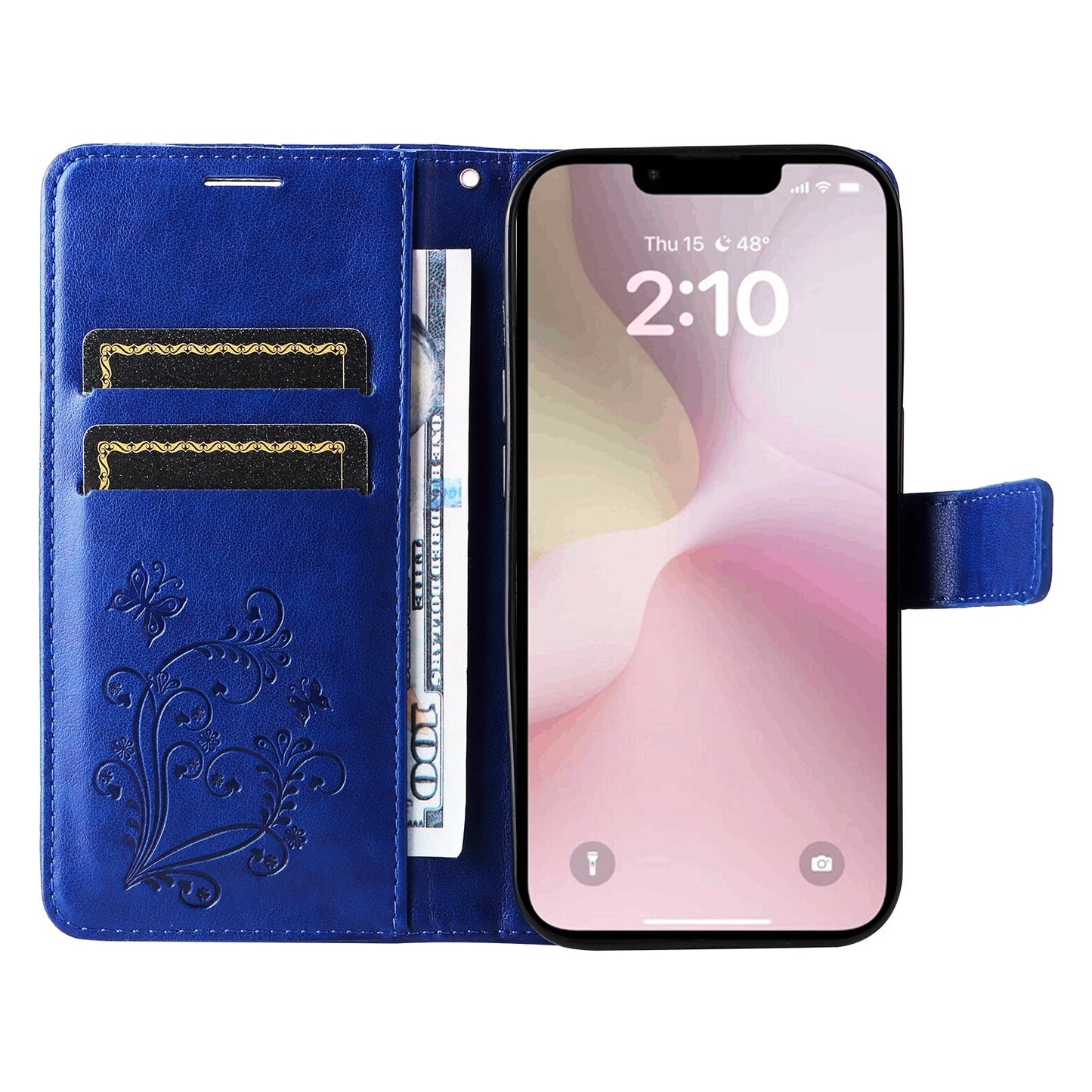For iPhone 16e 3D Butterfly Embossed Pattern Flip Leather Phone Case(Blue)