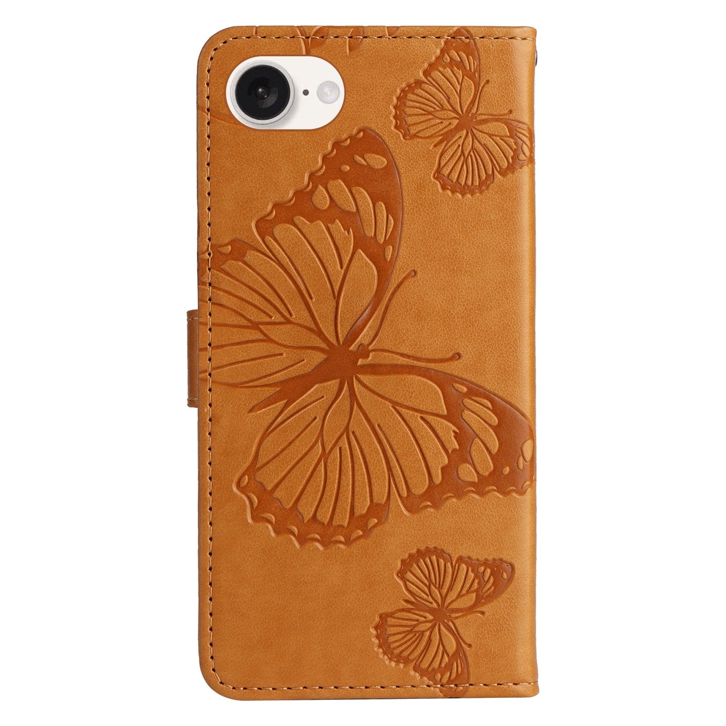 For iPhone 16e 3D Butterfly Embossed Pattern Flip Leather Phone Case(Yellow)