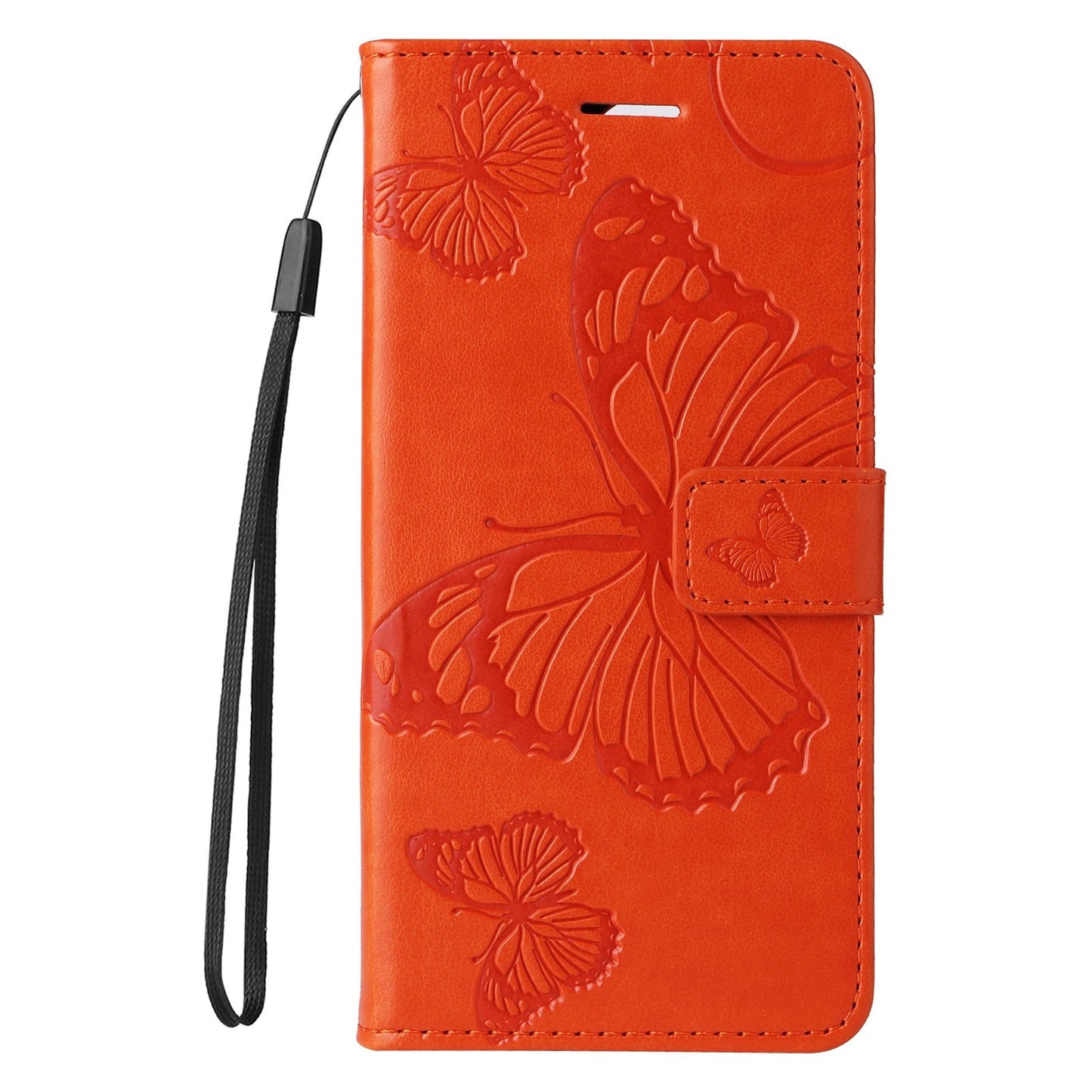 For iPhone 16e 3D Butterfly Embossed Pattern Flip Leather Phone Case(Orange)