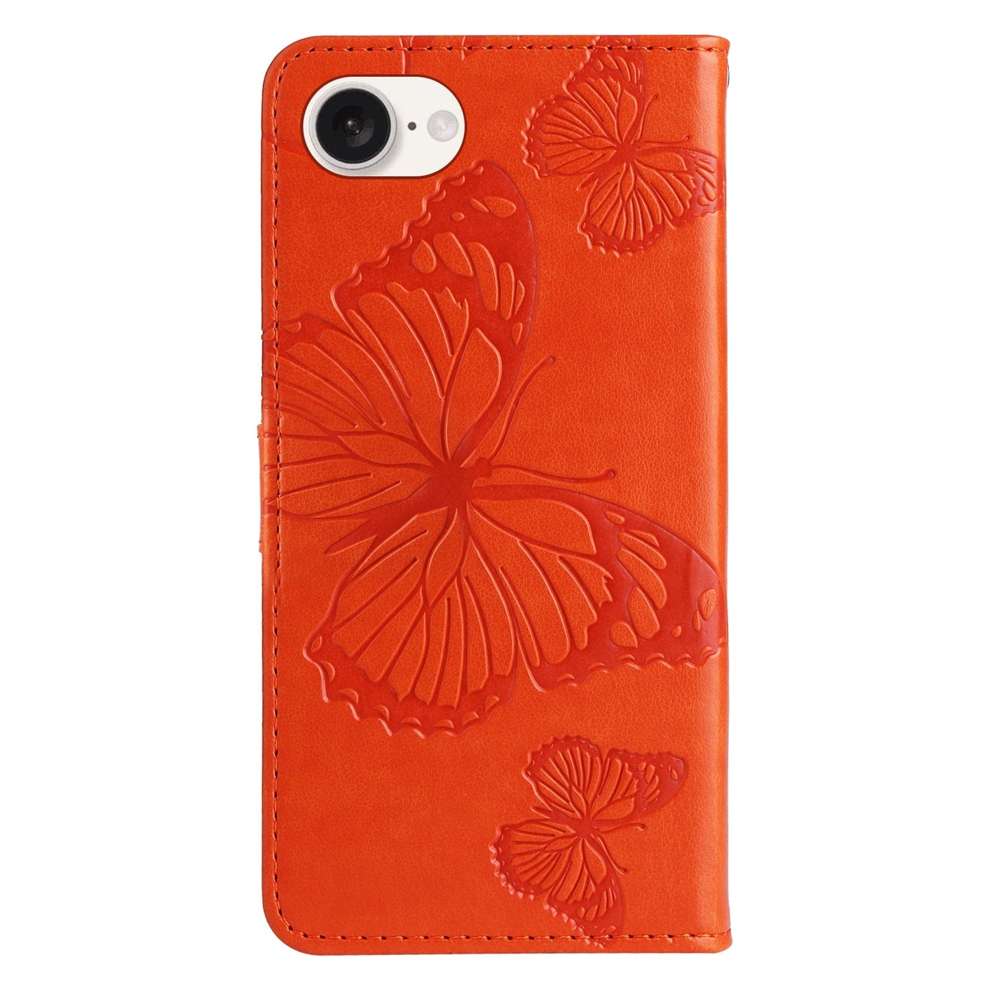 For iPhone 16e 3D Butterfly Embossed Pattern Flip Leather Phone Case(Orange)