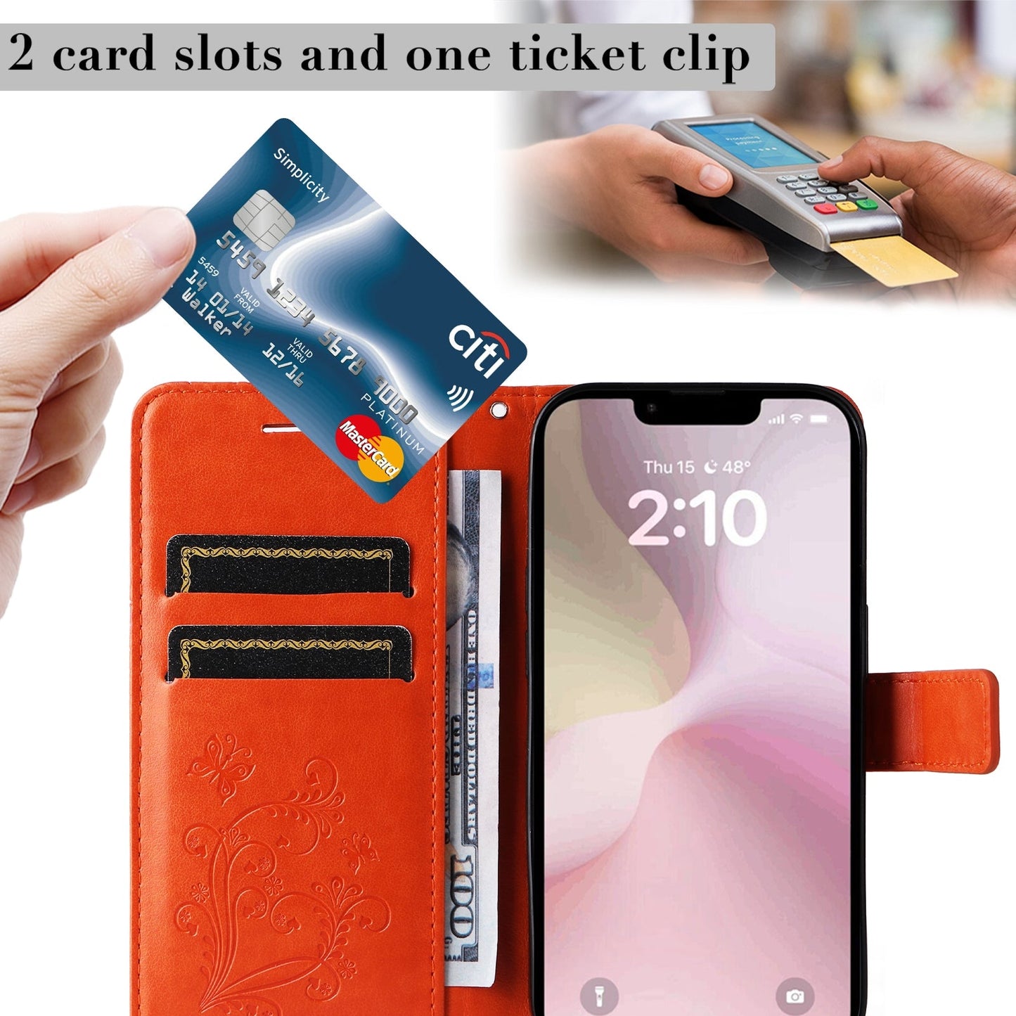 For iPhone 16e 3D Butterfly Embossed Pattern Flip Leather Phone Case(Orange)