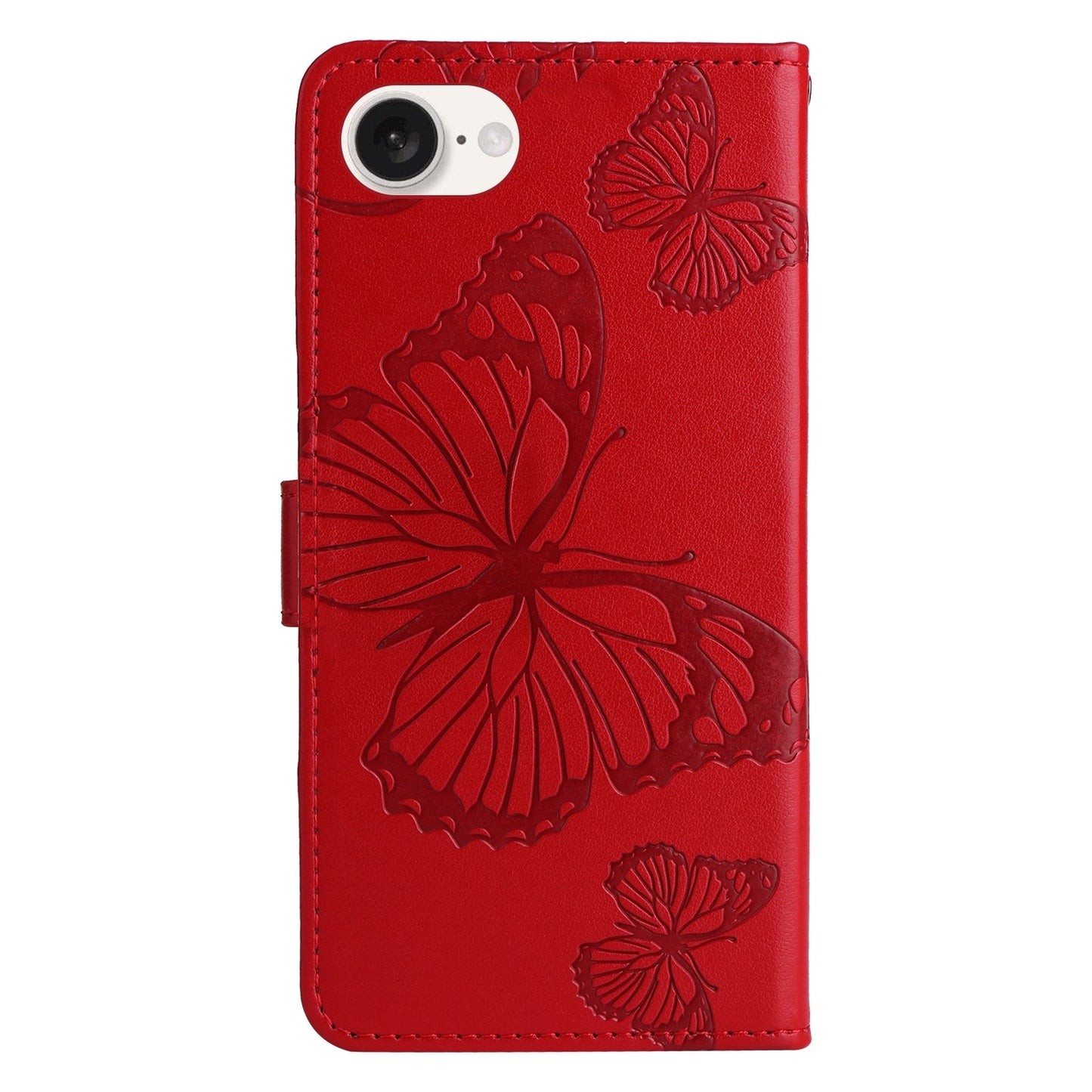 For iPhone 16e 3D Butterfly Embossed Pattern Flip Leather Phone Case(Red)