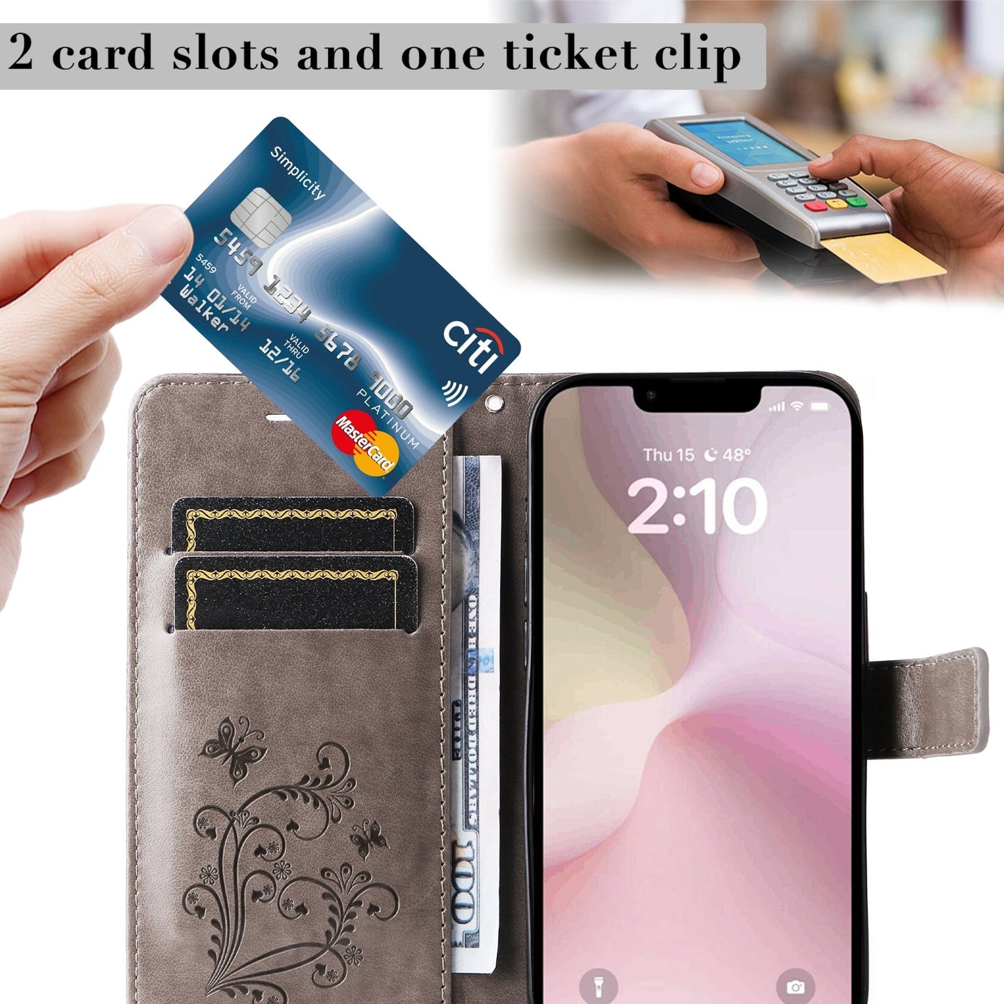 For iPhone 16e 3D Butterfly Embossed Pattern Flip Leather Phone Case(Grey)