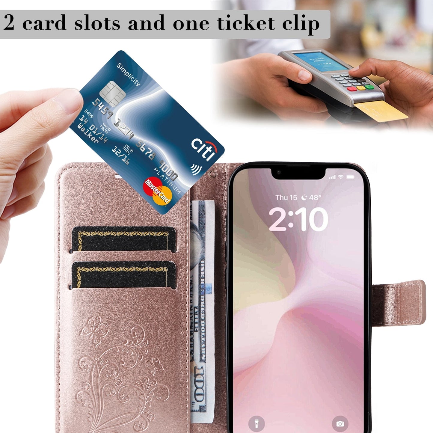 For iPhone 16e 3D Butterfly Embossed Pattern Flip Leather Phone Case(Rose Gold)