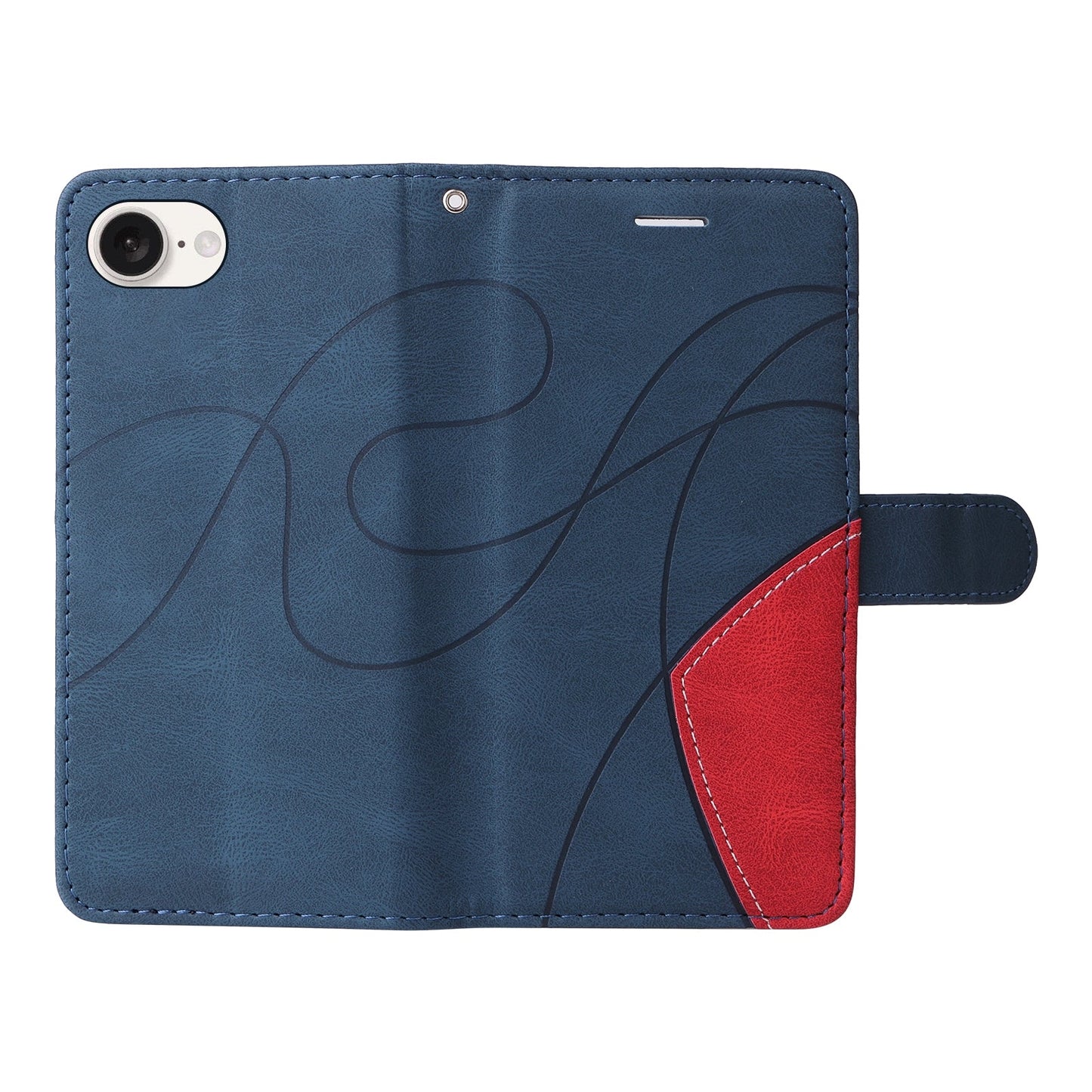 For iPhone 16e Dual-color Splicing Flip Leather Phone Case(Blue)