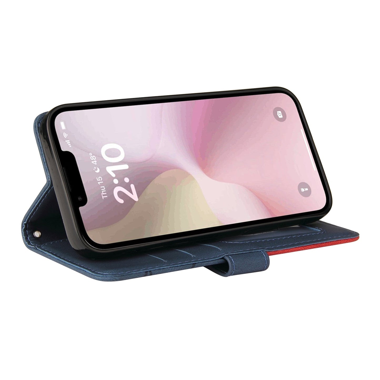 For iPhone 16e Dual-color Splicing Flip Leather Phone Case(Blue)