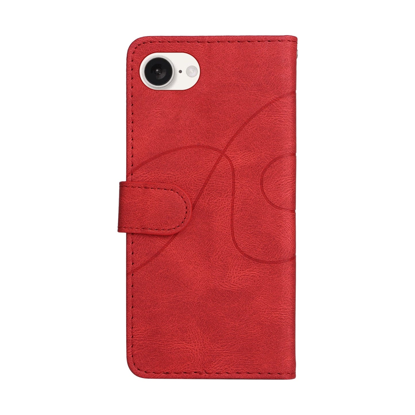 For iPhone 16e Dual-color Splicing Flip Leather Phone Case(Red)