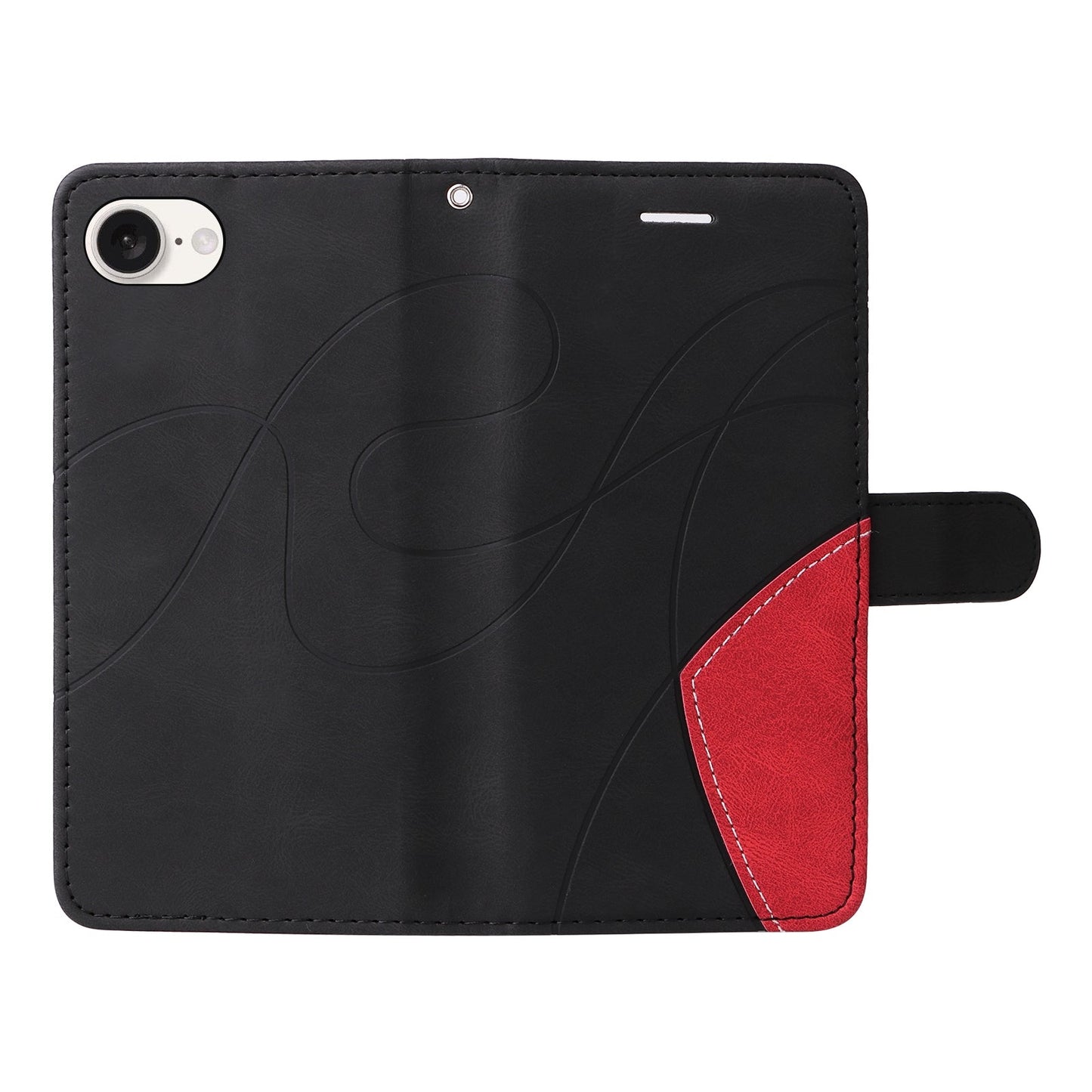 For iPhone 16e Dual-color Splicing Flip Leather Phone Case(Black)