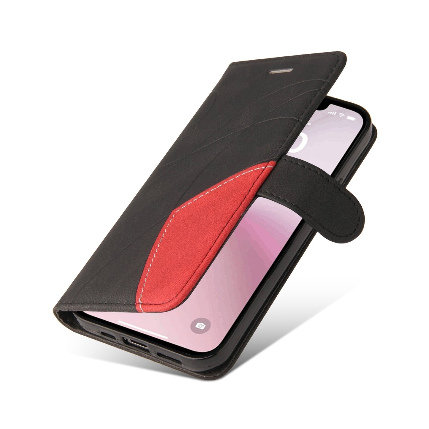 For iPhone 16e Dual-color Splicing Flip Leather Phone Case(Black)