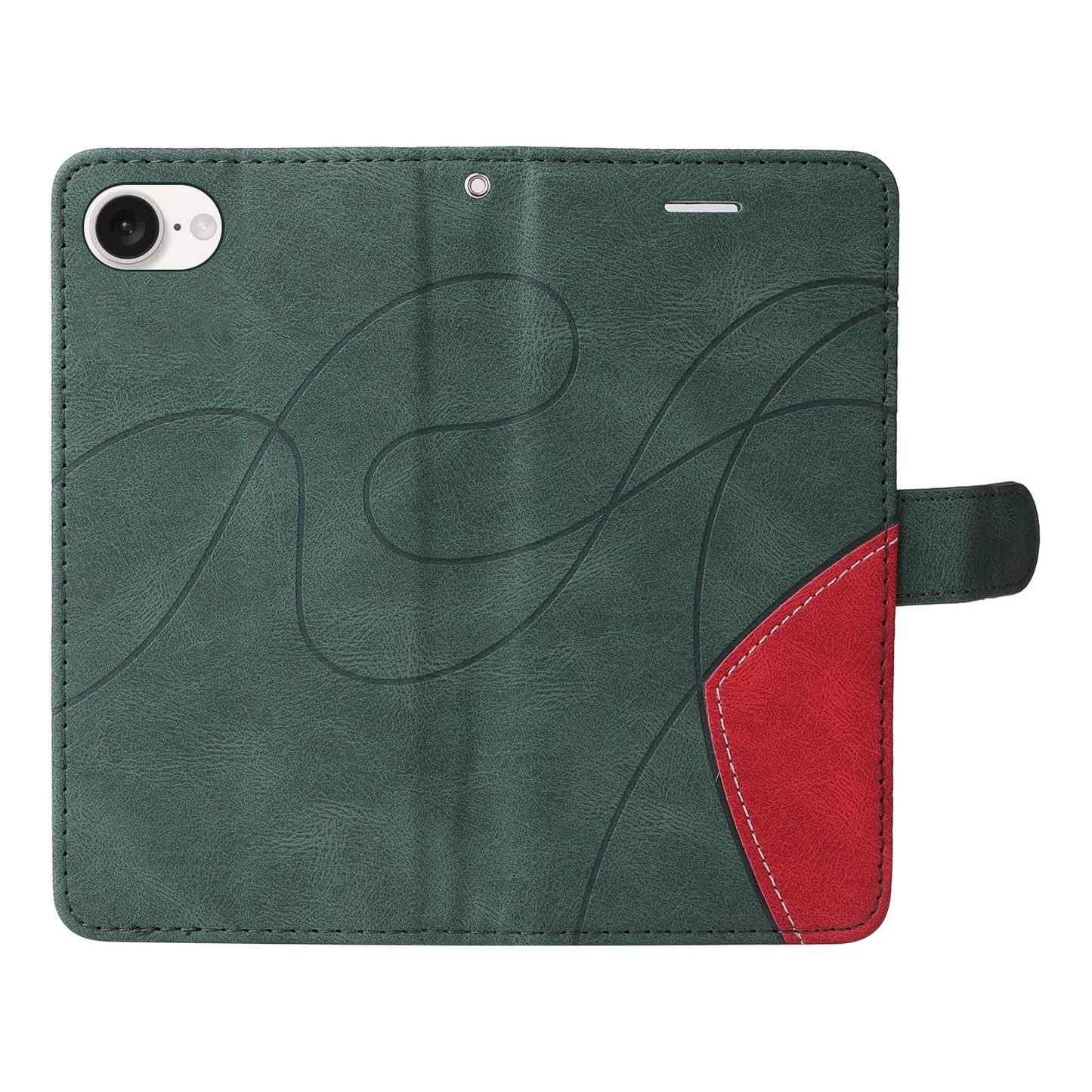 For iPhone 16e Dual-color Splicing Flip Leather Phone Case(Green)