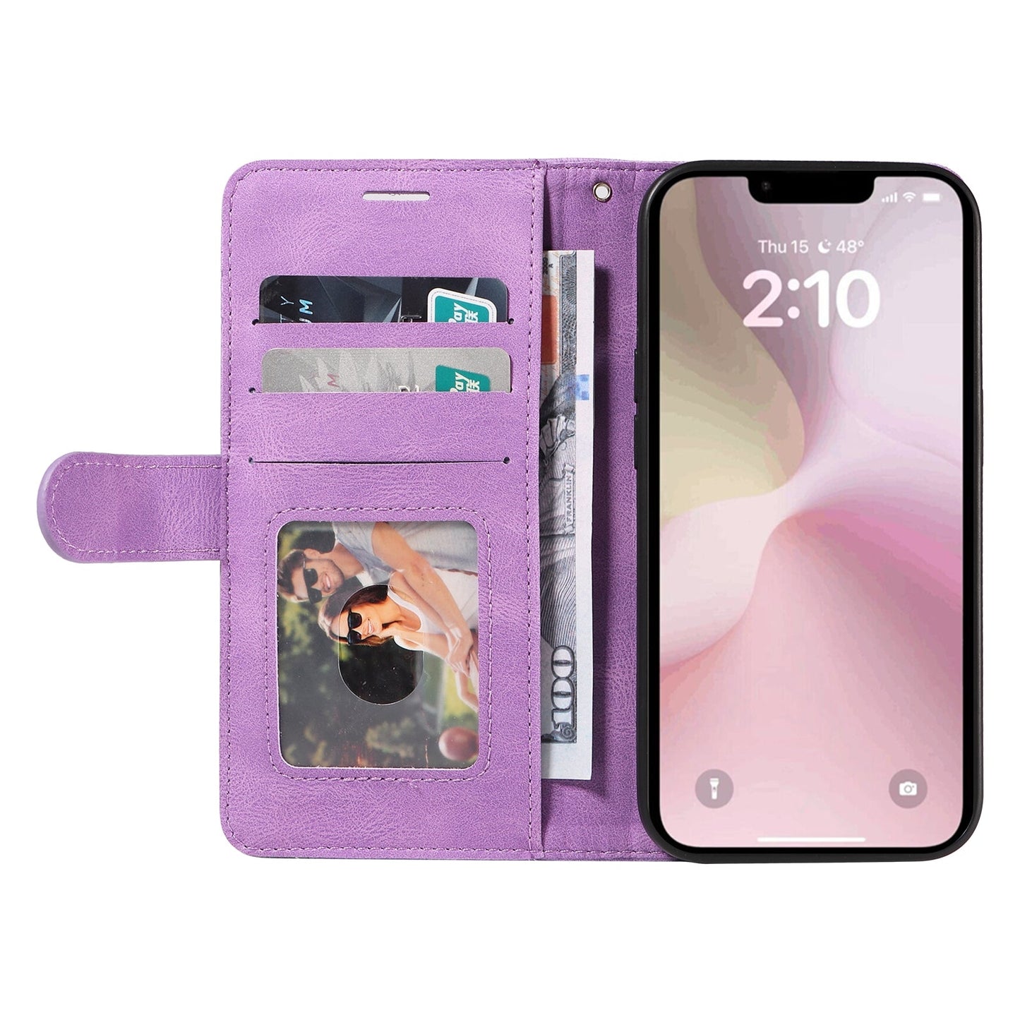 For iPhone 16e Dual-color Splicing Flip Leather Phone Case(Purple)