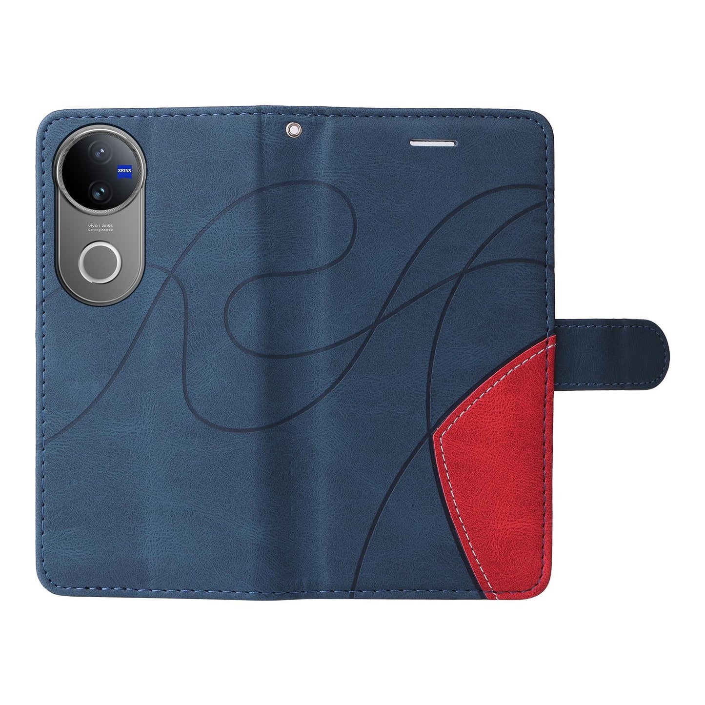 For vivo V50 5G Global Dual-color Splicing Flip Leather Phone Case(Blue)