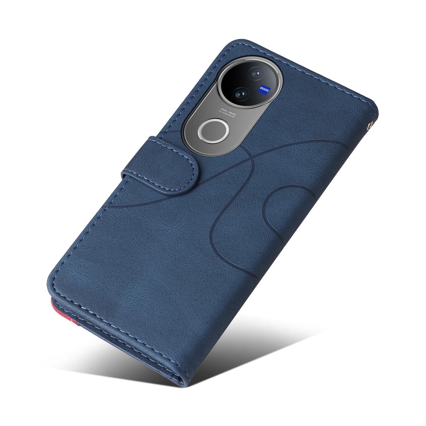 For vivo V50 5G Global Dual-color Splicing Flip Leather Phone Case(Blue)