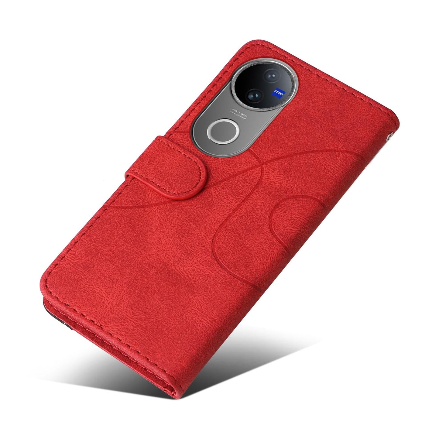 For vivo V50 5G Global Dual-color Splicing Flip Leather Phone Case(Red)