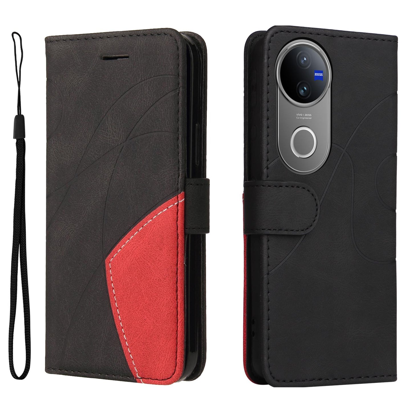 For vivo V50 5G Global Dual-color Splicing Flip Leather Phone Case(Black)
