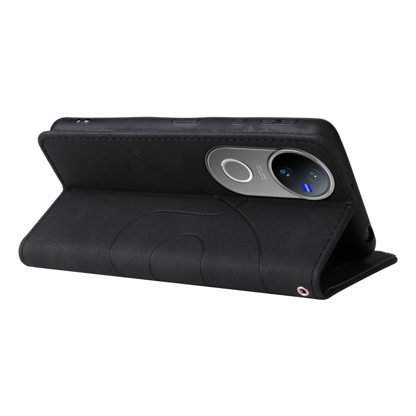 For vivo V50 5G Global Dual-color Splicing Flip Leather Phone Case(Black)