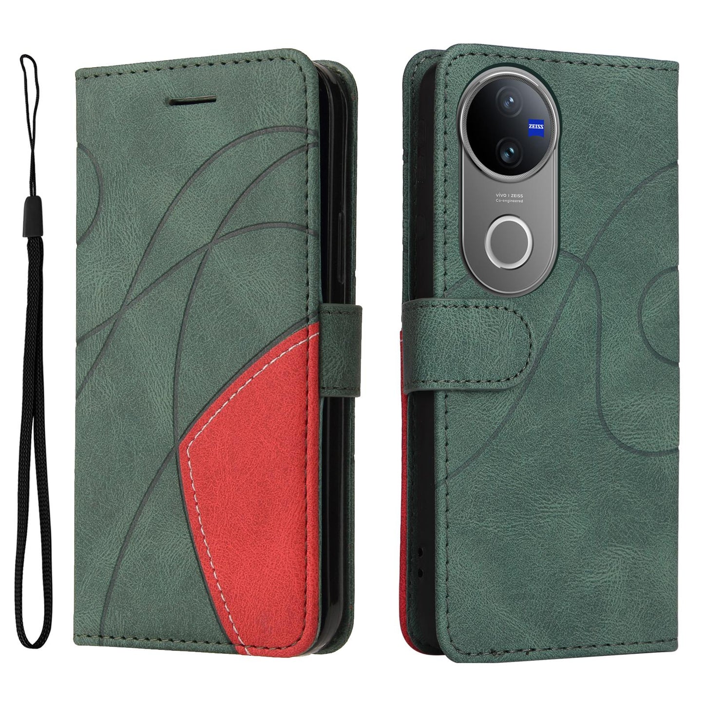 For vivo V50 5G Global Dual-color Splicing Flip Leather Phone Case(Green)