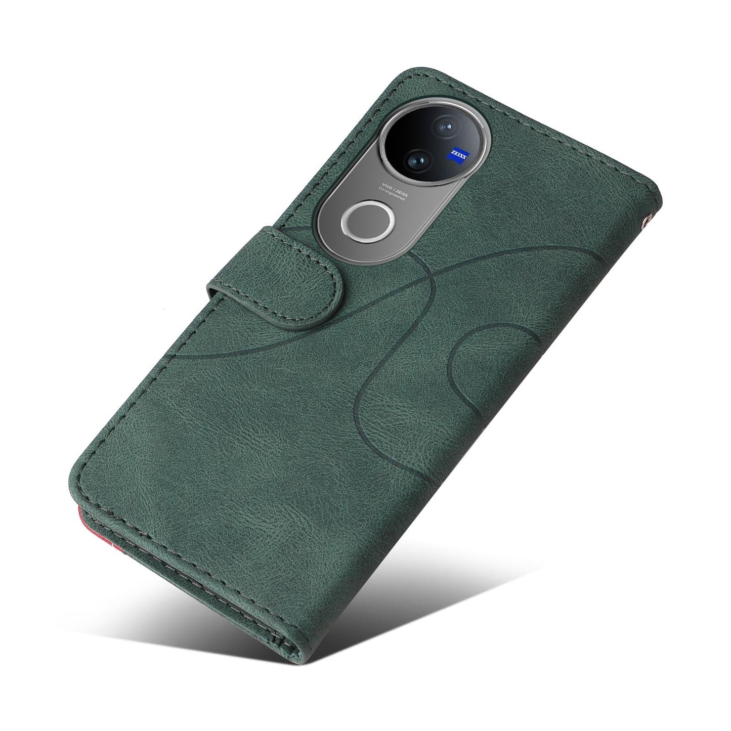 For vivo V50 5G Global Dual-color Splicing Flip Leather Phone Case(Green)