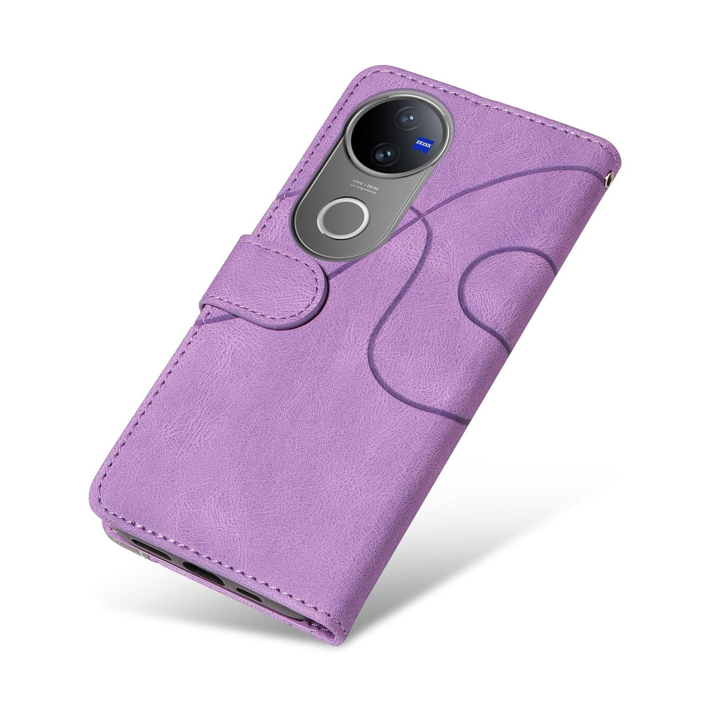 For vivo V50 5G Global Dual-color Splicing Flip Leather Phone Case(Purple)
